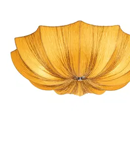 Stropne svietidla Dizajnové stropné svietidlo zlaté hodváb 52 cm 3-svetlá - Plu