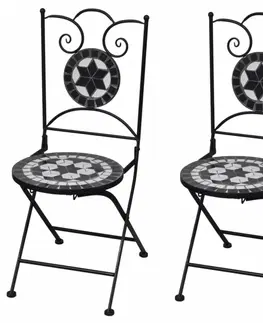 Záhradné kreslá a stoličky Záhradná skladacia stolička 2 ks Čierna