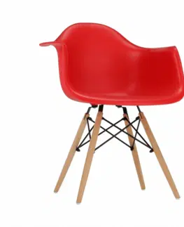 Stoličky Kreslo, červená/buk, DAMEN NEW