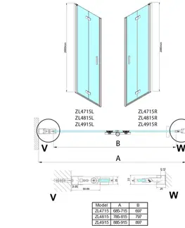 Sprchovacie kúty POLYSAN - ZOOM sprchové dvere do niky 800 lavé, číre sklo ZL4815L-01