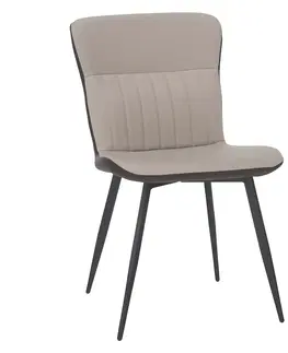 Stoličky Jedálenská stolička, ekokoža, béžová/hnedá, KLARISA