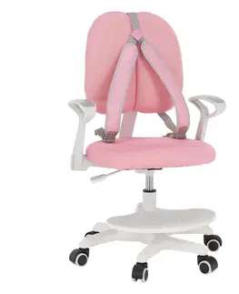 Detské stoly a stoličky Rastúca stolička s podnožou a trakmi, ružová/biela, ANAIS