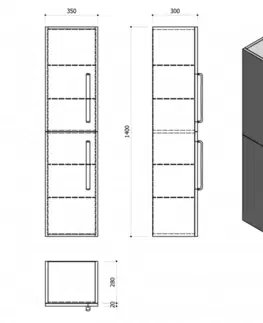 Kúpeľňa SAPHO - THEIA skrinka vysoká 35x138x29,3cm, ľavá/pravá, dub strieborný TH350-1111