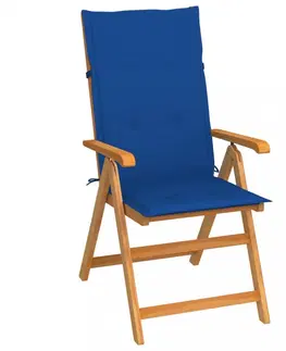 Zahradné stoličky Skladacia záhradná stolička 4 ks s poduškami Dekorhome Svetlo modrá
