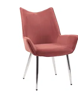 Stoličky Jedálenské kreslo, ružová Velvet látka/chróm, MAIRIN TYP 2