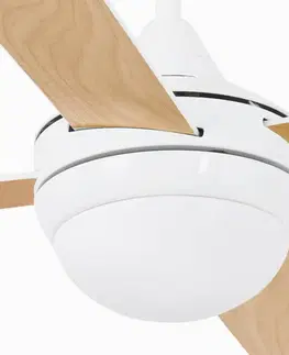 Stropné ventilátory so svetlom FARO BARCELONA Ventilátor Mini Icaria S svietidlo, biela/drevo