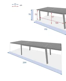 Stolčeky DEOKORK Hliníkový stôl ALORA 170/264x101 cm (šedo-hnedý)