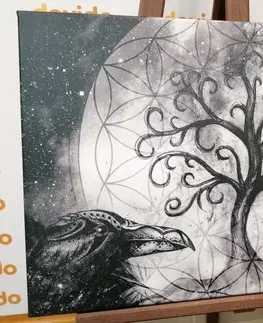 Čiernobiele obrazy Obraz magický strom života v čiernobielom prevedení