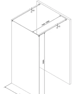 Sprchové dvere MEXEN/S - KIOTO samostatne stojaca sprchová zástena 100 x 200, transparent 8 mm, zlatá 800-100-002-50-00