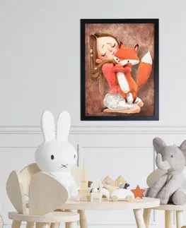 Obrazy do detskej izby Obraz na stenu - Dievča s líškou