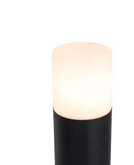 Vonkajsie osvetlenie Stojanové vonkajšie svietidlo čierne s opálovým tienidlom 70 cm - Odense