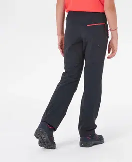 nohavice Detské turistické softshellové nohavice MH550 pre 7 až 15 rokov tmavosivé