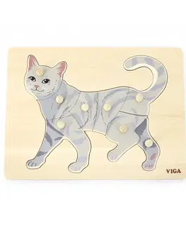 Drevené hračky VIGA - Drevená vkladačka Mačka 8ks