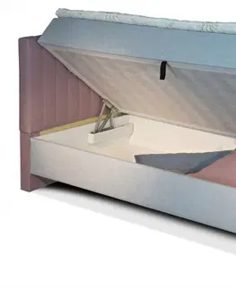 Jednolôžkové postele New Design  Čalúnená posteľ NOVO s čelami | ľavá s topperom Extra Rozmer.: 80 x 200 cm