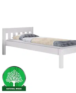 Drevené postele Postel Pino 90x200 borovica morená biela