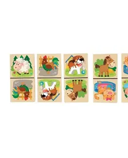 Drevené hračky Woody Domino Domáce zvieratá, 19 x 10 x 5 cm