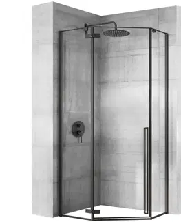 Sprchovacie kúty REA/S - Sprchovací kút DIAMOND 90x90, matná čierna s čiernou sprchovou vaničkou Diamond KPL-15622