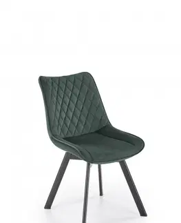 Jedálenské zostavy Otočná jedálenská stolička K520 Halmar Tmavo zelená