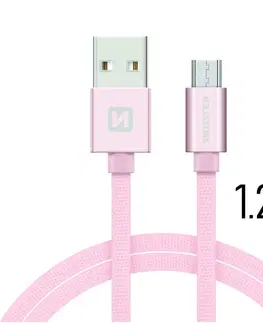 Dáta príslušenstvo Dátový kábel Swissten textilný s Micro-USB konektorom a podporou rýchlonabíjania, ružovozlatý 71522205