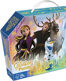 Hračky puzzle TREFL - Puzzle 70 glitter v kufríku - Disney Frozen
