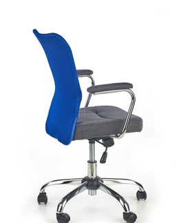 Kancelárske stoličky HALMAR Andy detská stolička na kolieskach s podrúčkami modrá / sivá