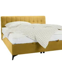 Postele s úložným priestorom Kontinentálna posteľ Magic, 160x200cm,žltá