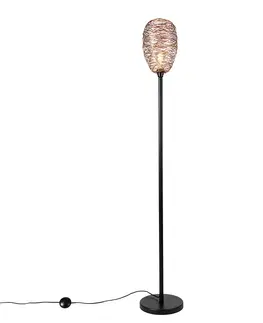 Stojace lampy Dizajnová stojaca lampa čierna s meďou 30 cm - Sarella