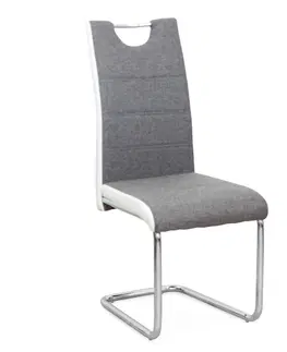Jedálenské stoličky KONDELA Izma jedálenská stolička sivá / biela / chrómová