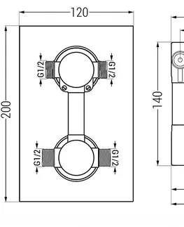 Kúpeľňové batérie MEXEN - Cube termostatická vaňová a sprchová batéria 2 výstup ružové zlato 77502-60