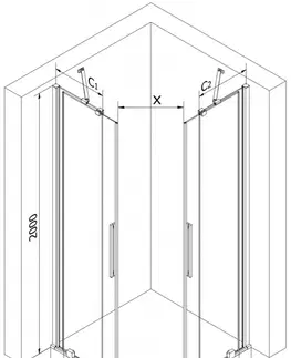 Sprchovacie kúty MEXEN/S - Velar Duo štvorcový sprchovací kút 100 x 90, transparent, čierna 871-100-090-02-70