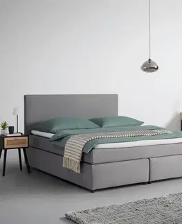 Americké postele Boxspringová posteľ s toperom, 180x200 Cm, Sivá