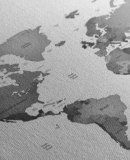 Obrazy mapy Obraz mapa sveta vo farbách čiernobielej