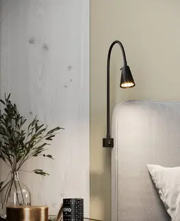 Ďalšie nábytkové svetlá Briloner Nástenné svietidlo Tuso LED, montáž na posteľ, čierne