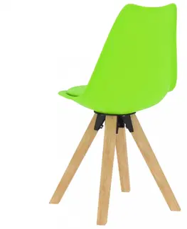 Jedálenské stoličky a kreslá Jedálenská stolička 2 ks plast / umelá koža / buk Dekorhome Zelená