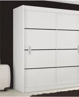 Šatníkové skrine Skriňa s posúvacími dverami, biela/čierna, MERINA 203