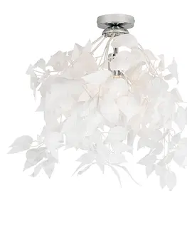 Stropne svietidla Romantické stropné svietidlo biele s listami - Feder