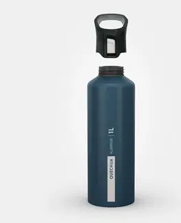 kemping Hliníková fľaša 1 l s rýchlouzáverom na turistiku modrá