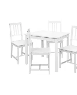 Jedálenské sety Jedálenský stôl 8842B biely lak + 4 stoličky 869B biely lak