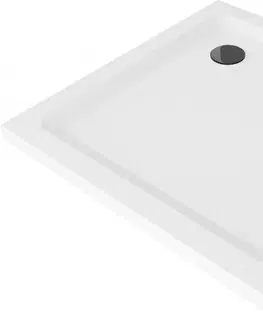 Vane MEXEN/S - Flat sprchová vanička štvorcová slim 90 x 90 cm, biela + čierny sifón 40109090B