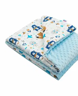 Detské deky New Baby Detská deka z Minky Medvedíci modrá, 80 x 102 cm