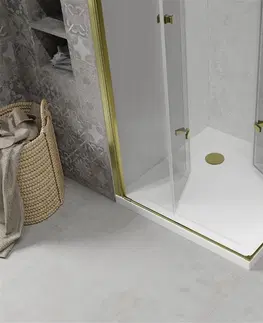 Vane MEXEN/S - Lima Duo sprchovací kút 100x100, transparent, zlatá + vanička so sifónom 856-100-100-50-02-4010G
