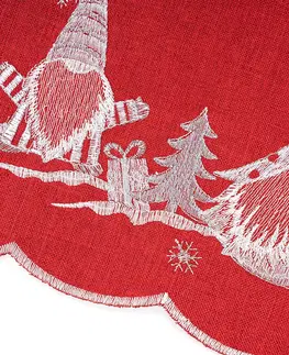 Obrusy Forbyt Vianočný obrus Škriatkovia červená, 40 x 140 cm