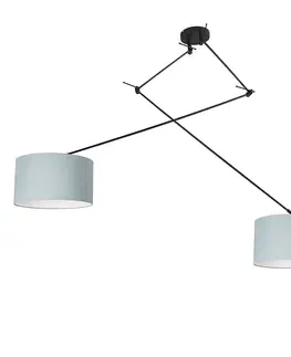 Zavesne lampy Závesné svietidlo čierne s tienidlom 35 cm svetlo modré nastaviteľné - Blitz II