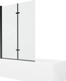 Sprchové dvere MEXEN/S - Cubik obdĺžniková vaňa 160 x 70 cm s panelom + vaňová zástena 120 cm, transparent, čierna 550316070X9212027000