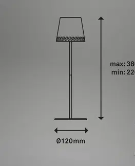 Vonkajšie osvetlenie terasy Briloner Stolová LED lampa Kiki batéria 3 000K, chróm matná