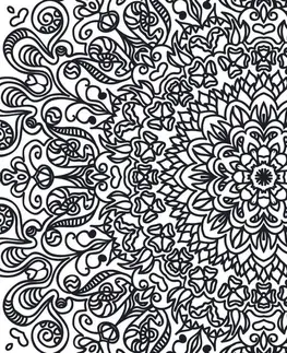 Samolepiace tapety Samolepiaca tapeta ornament s motívom kvetov v čiernobielom