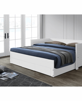 Postele KONDELA Goreta jednolôžková posteľ s prístelkou biela