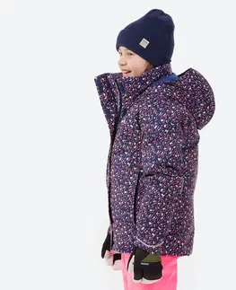 bundy a vesty Detská hrejivá a nepremokavá lyžiarska bunda 500 vzor leopard