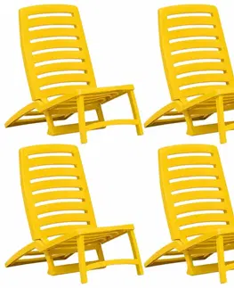 Záhradné kreslá a stoličky Skladacie plážové stoličky 4 ks plast Dekorhome Žltá