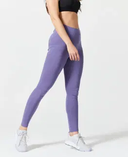 nohavice Dámske legíny na fitnes Slim Fit+ 500 fialové